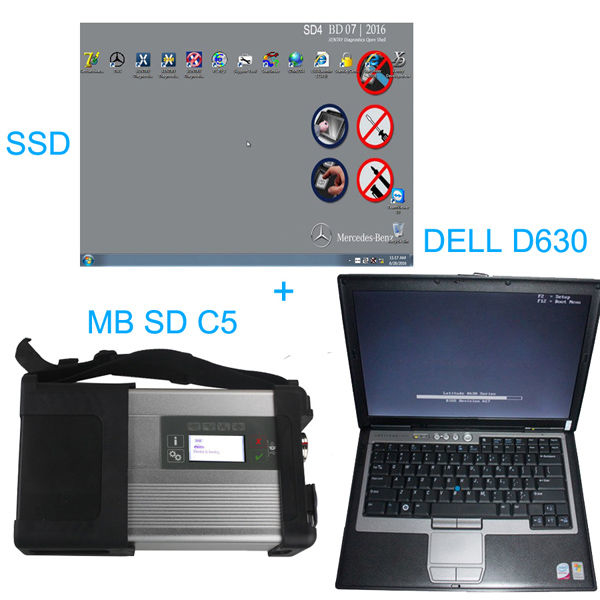 V2016.07 MB SD Connect C5 Star Diagnosis with 256GB SSD Software Plus Dell D630 4GB Laptop