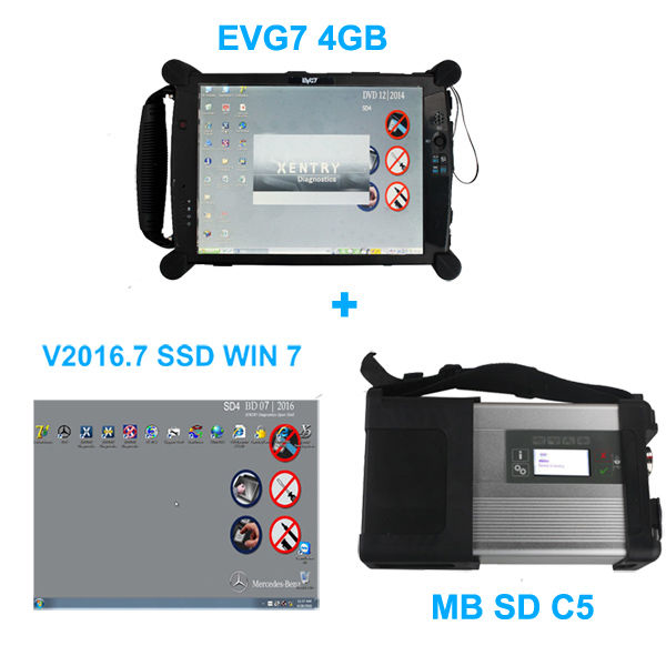 V2016.7 MB SD Connect C5 diagnostic tool for Mercede Benz plus  SSD and EVG7 Tablet PC 4GB RAM